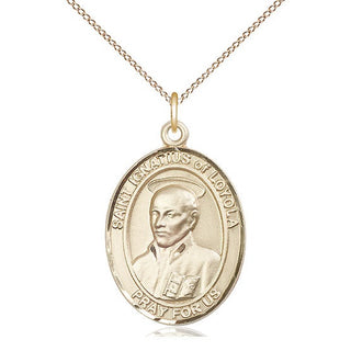 14kt Gold Saint Ignatius of Loyola Medal Engraved Catholic Saint Jewelry