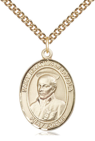 14kt Gold Saint Ignatius of Loyola Medal Engraved Catholic Saint Jewelry