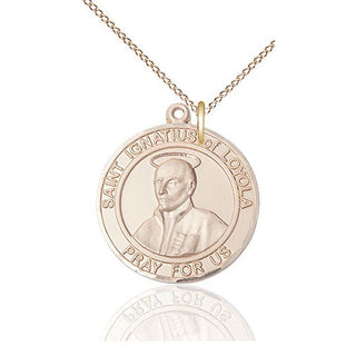14kt Gold Filled Saint Ignatius of Loyola Medal Catholic Jewelry Engraved Catholic Saint Jewelry