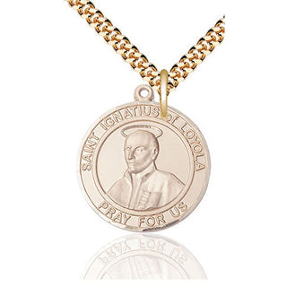 14kt Gold Filled Saint Ignatius of Loyola Medal Catholic Jewelry Engraved Catholic Saint Jewelry