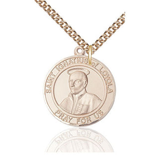 14kt Gold Filled Saint Ignatius of Loyola Medal Catholic Jewelry Engraved Catholic Saint Jewelry
