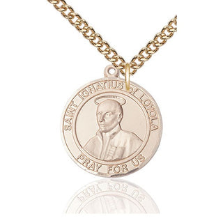 14kt Gold Filled Saint Ignatius of Loyola Medal Catholic Jewelry Engraved Catholic Saint Jewelry