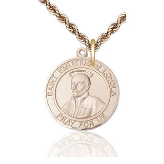 14kt Gold Filled Saint Ignatius of Loyola Medal Catholic Jewelry Engraved Catholic Saint Jewelry