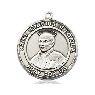 Pewter Saint Ignatius of Loyola Medal Engraved Catholic Saint Jewelry