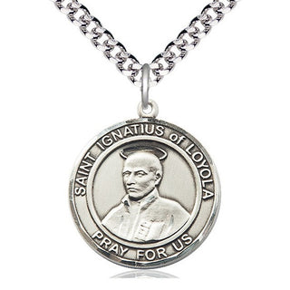 Pewter Saint Ignatius of Loyola Medal Catholic Jewelry Engraved Catholic Saint Jewelry