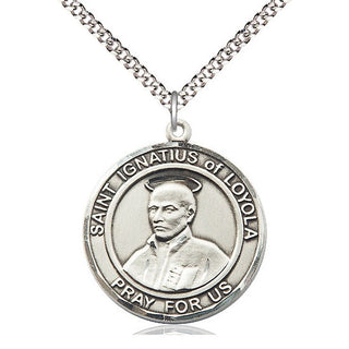 Pewter Saint Ignatius of Loyola Medal Catholic Jewelry Engraved Catholic Saint Jewelry