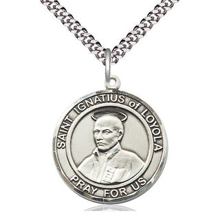 Pewter Saint Ignatius of Loyola Medal Catholic Jewelry Engraved Catholic Saint Jewelry