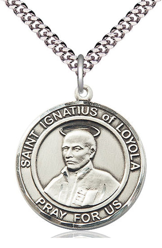 Sterling Silver Saint Ignatius of Loyola Medal Catholic Jewelry Engraved Catholic Saint Jewelry