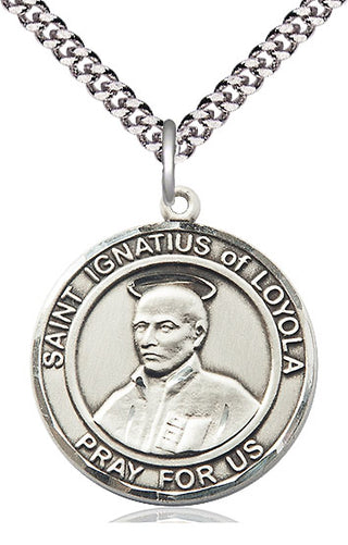 Sterling Silver Saint Ignatius of Loyola Medal Catholic Jewelry Engraved Catholic Saint Jewelry