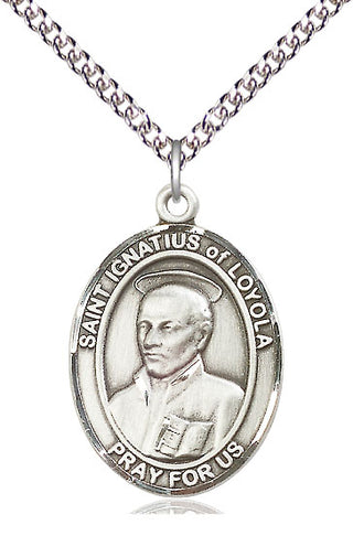 Sterling Silver Saint Ignatius of Loyola Medal Catholic Jewelry Engraved Catholic Saint Jewelry