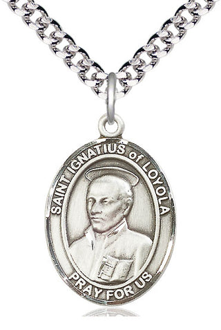 Sterling Silver Saint Ignatius of Loyola Medal Catholic Jewelry Engraved Catholic Saint Jewelry
