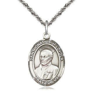 Sterling Silver Saint Ignatius of Loyola Medal Catholic Jewelry Engraved Catholic Saint Jewelry