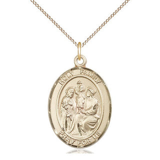 14kt Gold Filled Holy Family Medal Catholic Jewelry Engraved Catholic Saint Jewelry