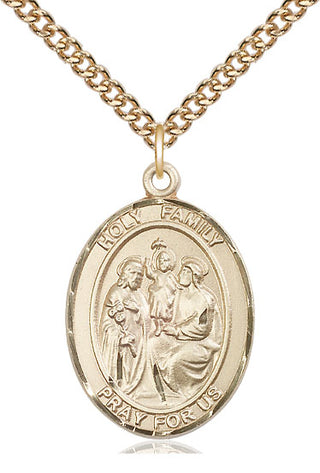 14kt Gold Filled Holy Family Medal Catholic Jewelry Engraved Catholic Saint Jewelry