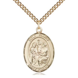 14kt Gold Holy Family Medal Engraved Catholic Saint Jewelry