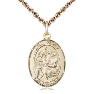 14kt Gold Holy Family Medal Engraved Catholic Saint Jewelry