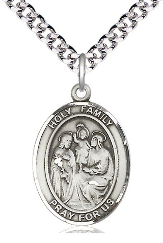 Pewter Holy Family Medal Catholic Jewelry Engraved Catholic Saint Jewelry