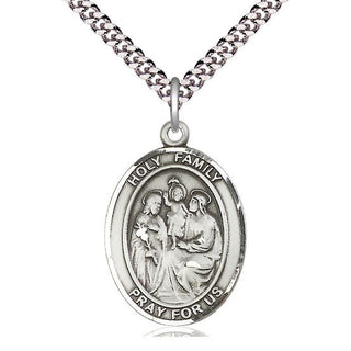 Sterling Silver Holy Family Medal Catholic Jewelry Engraved Catholic Saint Jewelry