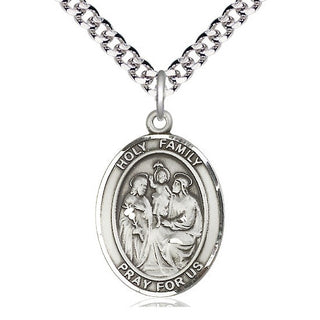 Sterling Silver Holy Family Medal Catholic Jewelry Engraved Catholic Saint Jewelry