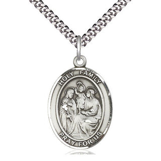 Sterling Silver Holy Family Medal Catholic Jewelry Engraved Catholic Saint Jewelry