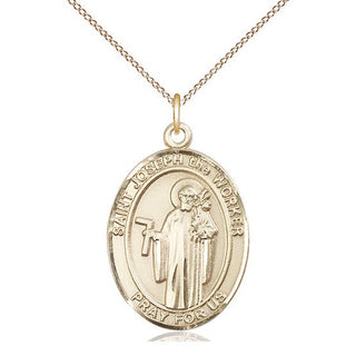 14kt Gold Filled Saint Joseph the Worker Medal Catholic Jewelry Engraved Catholic Saint Jewelry
