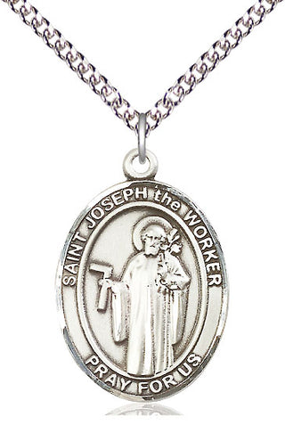 Sterling Silver Saint Joseph the Worker Medal Catholic Jewelry Engraved Catholic Saint Jewelry