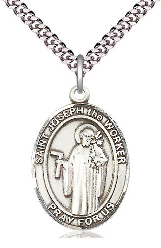 Sterling Silver Saint Joseph the Worker Medal Catholic Jewelry Engraved Catholic Saint Jewelry