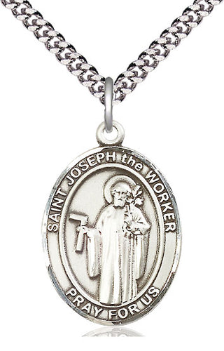 Sterling Silver Saint Joseph the Worker Medal Catholic Jewelry Engraved Catholic Saint Jewelry