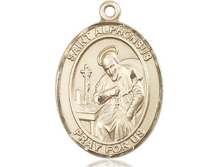 14kt Gold Filled Saint Alphonsus Medal Engraved Catholic Saint Jewelry