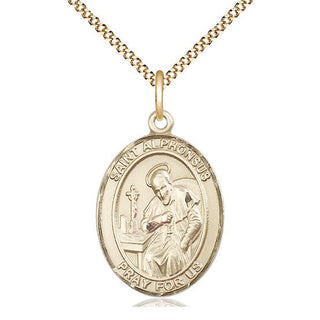14kt Gold Filled Saint Alphonsus Medal Catholic Jewelry Engraved Catholic Saint Jewelry