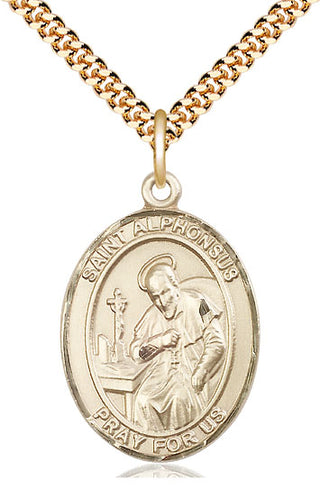 14kt Gold Filled Saint Alphonsus Medal Catholic Jewelry Engraved Catholic Saint Jewelry