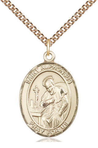 14kt Gold Filled Saint Alphonsus Medal Catholic Jewelry Engraved Catholic Saint Jewelry