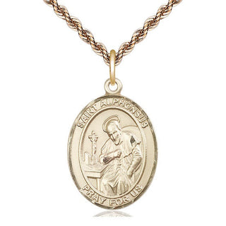 14kt Gold Filled Saint Alphonsus Medal Catholic Jewelry Engraved Catholic Saint Jewelry
