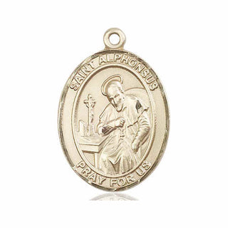 14kt Gold Saint Alphonsus Medal Engraved Catholic Saint Jewelry