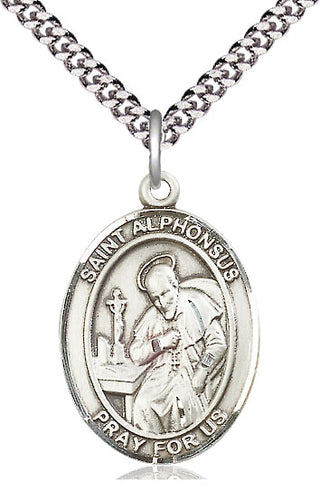 Pewter Saint Alphonsus Medal Catholic Jewelry Engraved Catholic Saint Jewelry