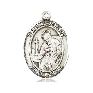 Sterling Silver Saint Alphonsus Medal Catholic Jewelry Engraved Catholic Saint Jewelry