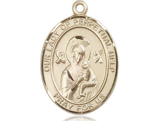 14kt Gold Filled Our Lady of Perpetual Help Medal Engraved Catholic Saint Jewelry