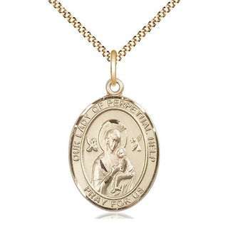 14kt Gold Filled Our Lady of Perpetual Help Medal Catholic Jewelry Engraved Catholic Saint Jewelry