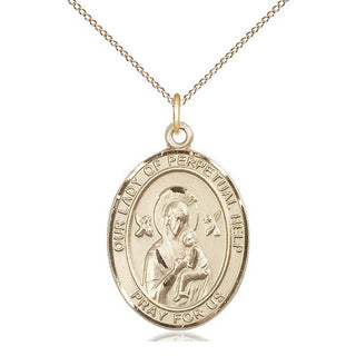 14kt Gold Filled Our Lady of Perpetual Help Medal Catholic Jewelry Engraved Catholic Saint Jewelry