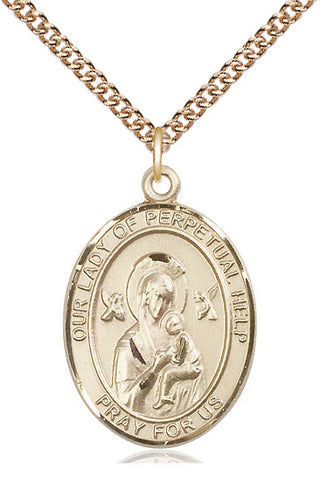 14kt Gold Filled Our Lady of Perpetual Help Medal Catholic Jewelry Engraved Catholic Saint Jewelry