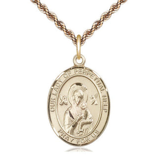14kt Gold Filled Our Lady of Perpetual Help Medal Catholic Jewelry Engraved Catholic Saint Jewelry