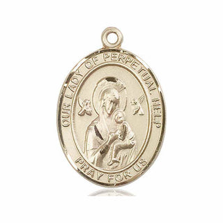 14kt Gold Our Lady of Perpetual Help Medal Engraved Catholic Saint Jewelry