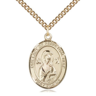 14kt Gold Our Lady of Perpetual Help Medal Engraved Catholic Saint Jewelry