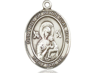 Pewter Our Lady of Perpetual Help Medal Engraved Catholic Saint Jewelry