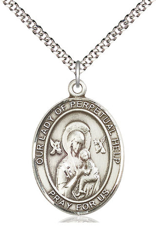 Pewter Our Lady of Perpetual Help Medal Catholic Jewelry Engraved Catholic Saint Jewelry