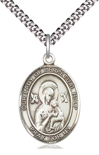 Pewter Our Lady of Perpetual Help Medal Catholic Jewelry Engraved Catholic Saint Jewelry