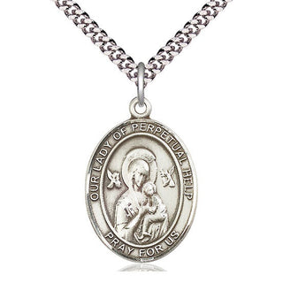 Sterling Silver Our Lady of Perpetual Help Medal Catholic Jewelry Engraved Catholic Saint Jewelry