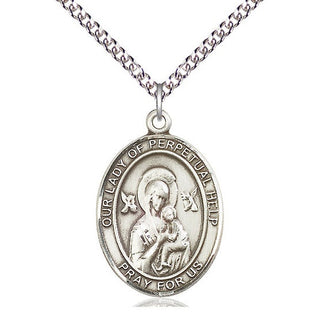 Sterling Silver Our Lady of Perpetual Help Medal Catholic Jewelry Engraved Catholic Saint Jewelry