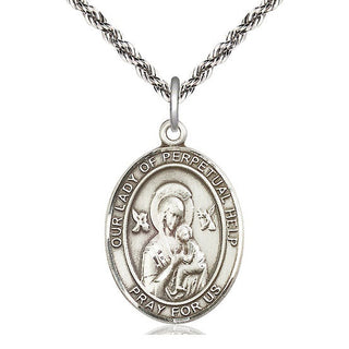 Sterling Silver Our Lady of Perpetual Help Medal Catholic Jewelry Engraved Catholic Saint Jewelry