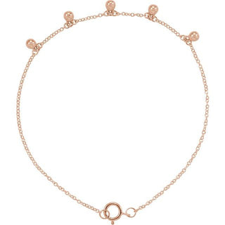 14K Rose Beaded 5-Station 7" Bracelet 